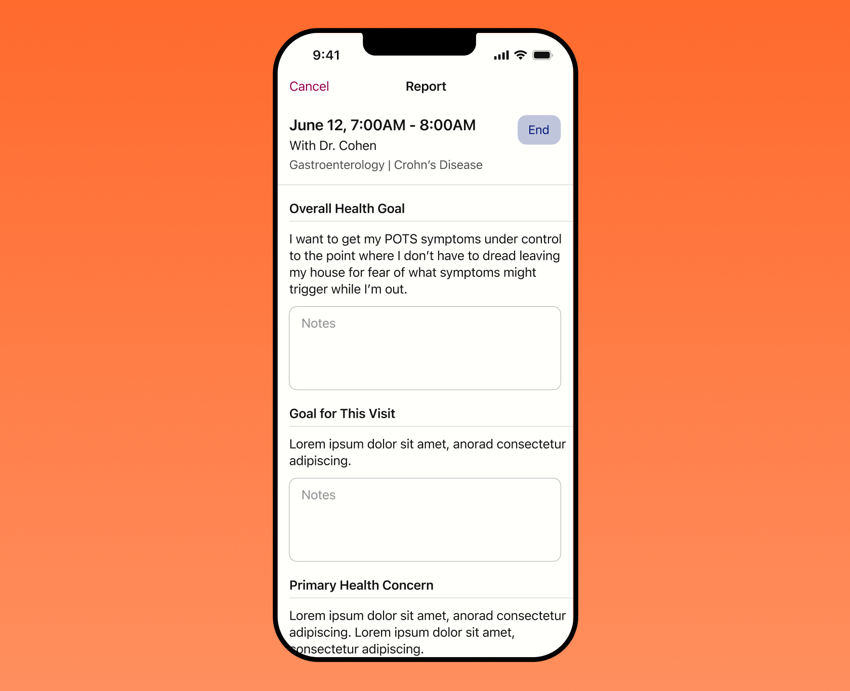 Taking notes during an appointment on iOS